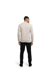 Malelions Men Knitted Longsleeve Zip Polo | Pearl Grey