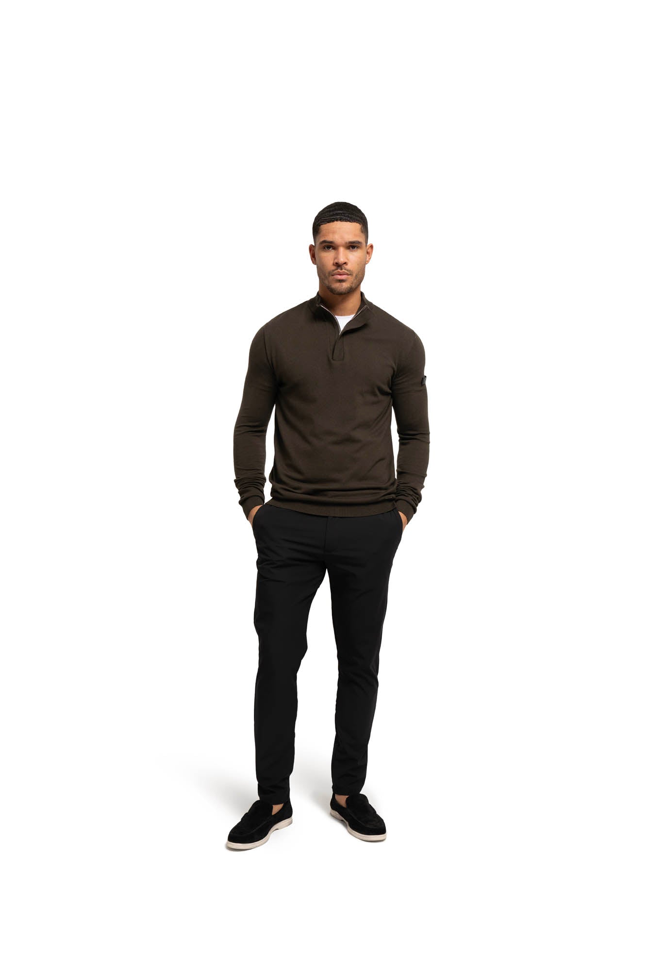 Malelions Men Knitted Quarter Zip | Vintage Green