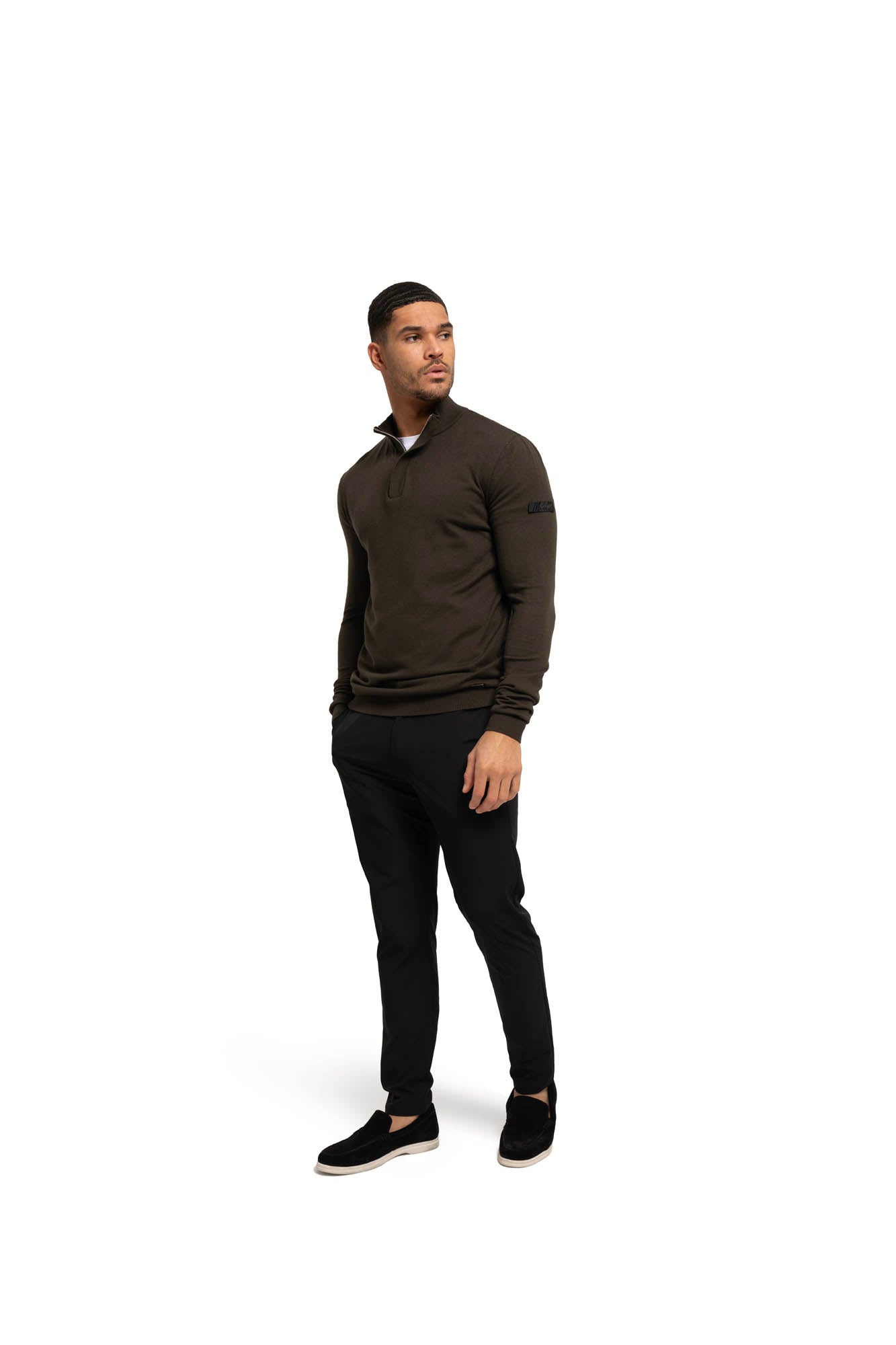 Malelions Men Knitted Quarter Zip | Vintage Green