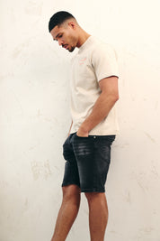 Malelions Men Washed Denim Shorts | Black Rinse