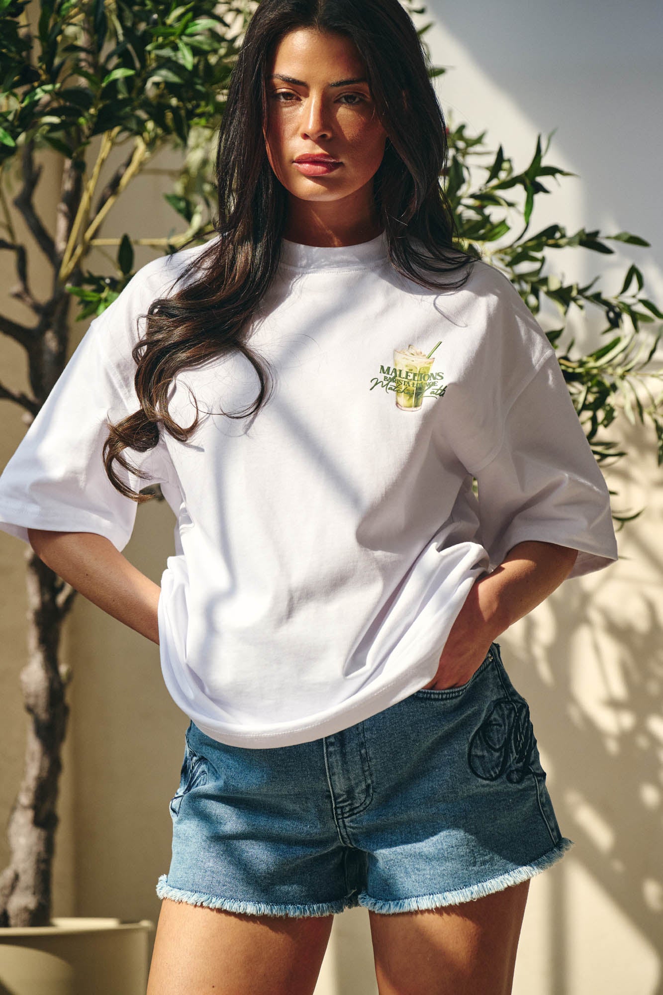 Malelions Women Emblem Denim Shorts | Light Blue