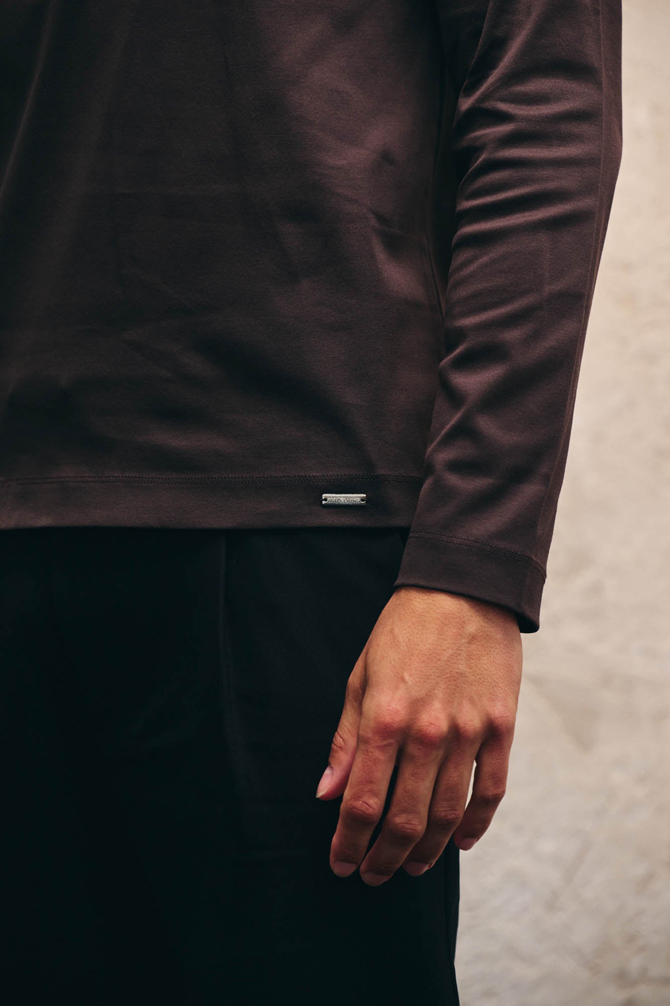 Malelions Premium Mercerized Cotton Longsleeve T-Shirt | Dark Brown