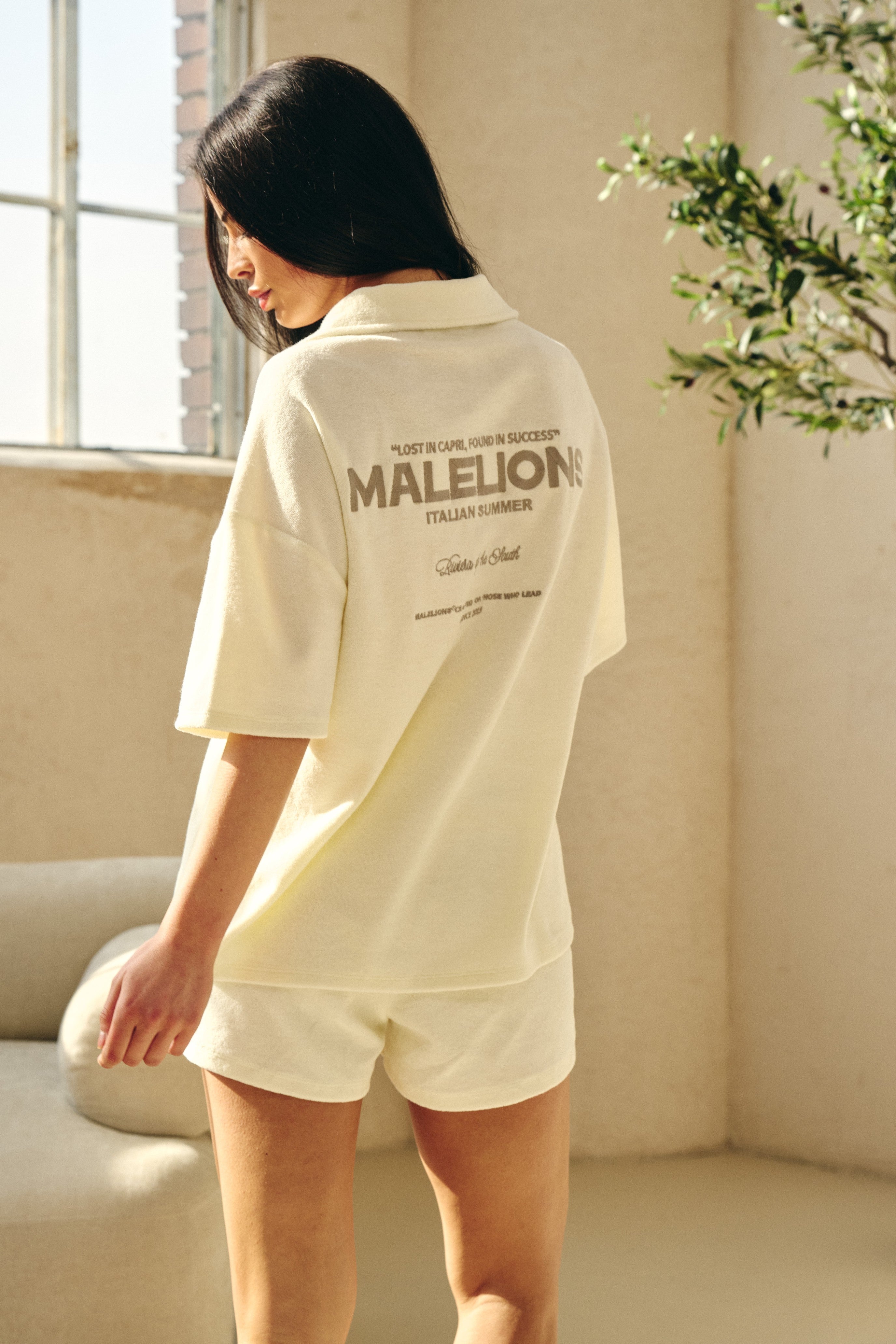 Malelions Women Italian Summer Towelling Shirt | Cream