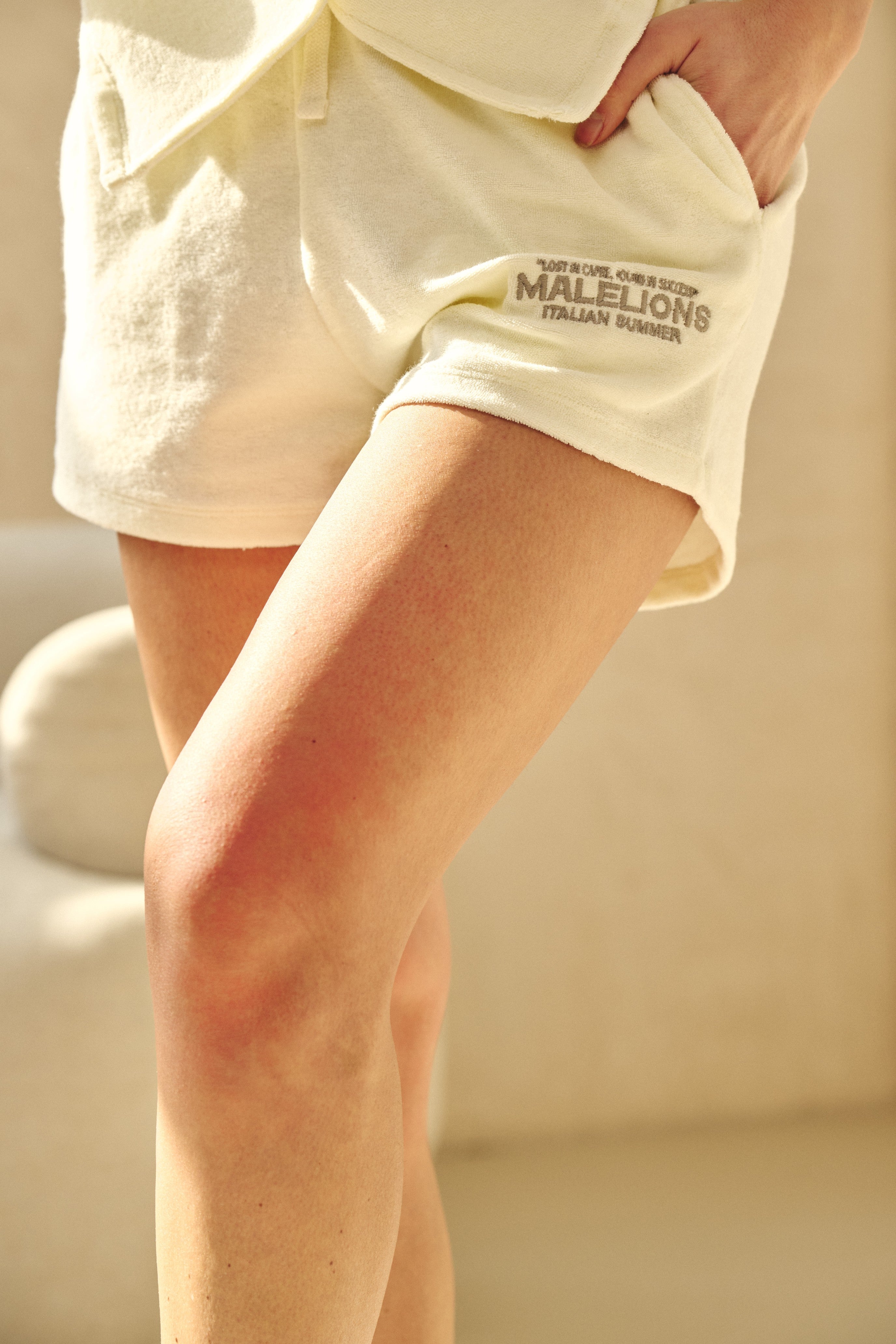 Malelions Women Italian Summer Towelling Shorts | Cream