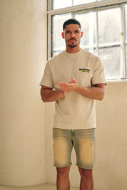 Malelions Men Washed Denim Shorts | Sand washed