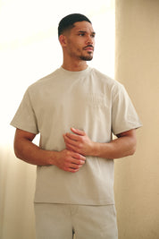 Malelions Men Sprayed Social Club T-Shirt | Pearl Grey