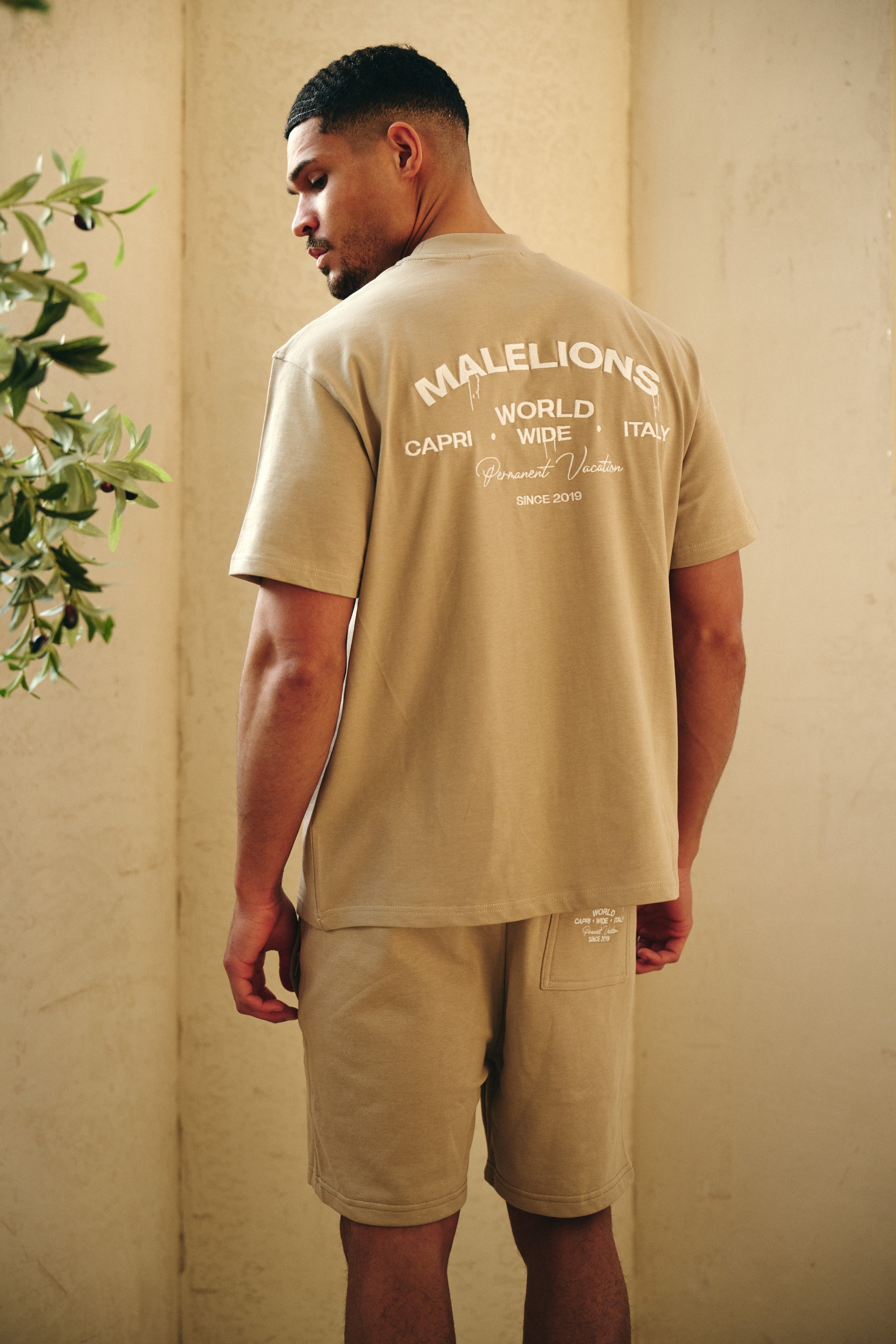 Malelions Men Permanent Vacation T-Shirt | Sage Brown