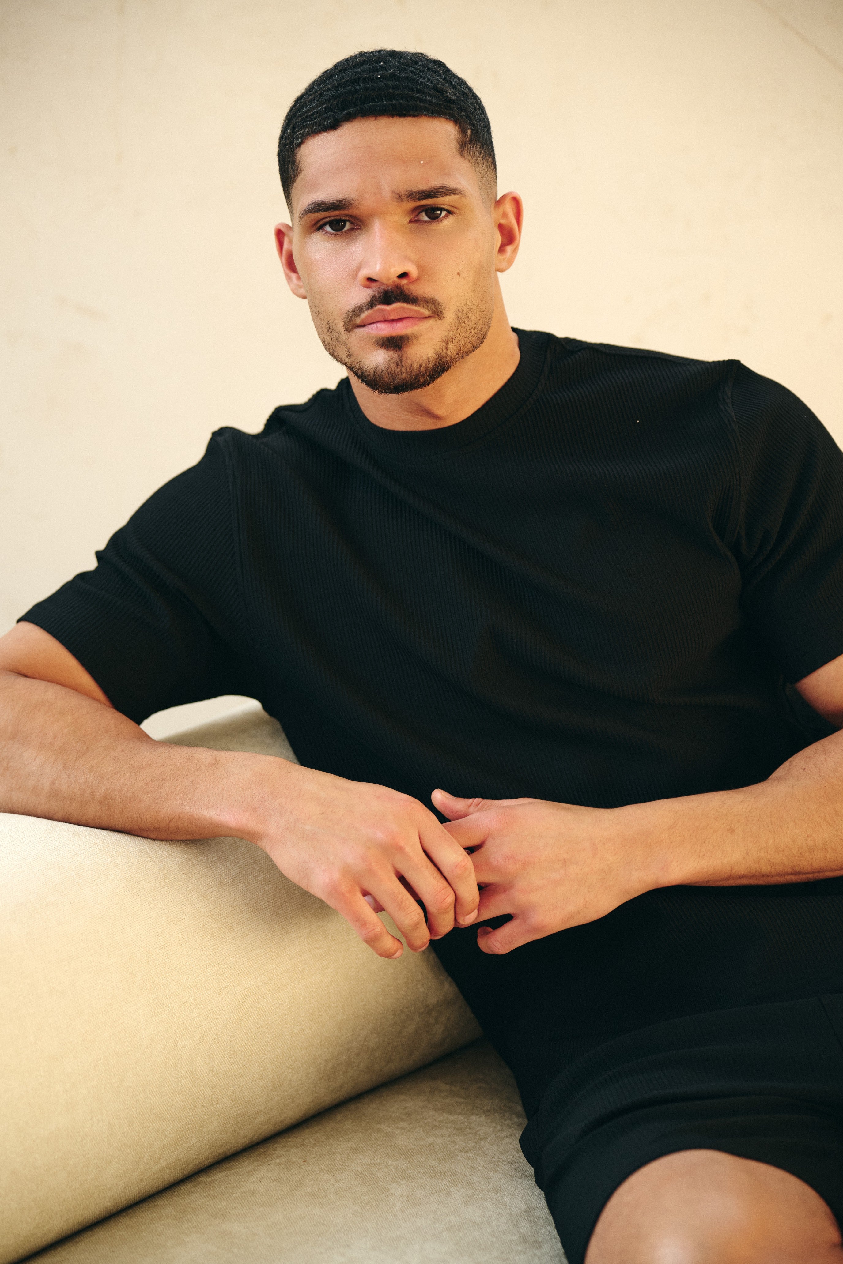 Malelions Men Ribbed T-Shirt | Black