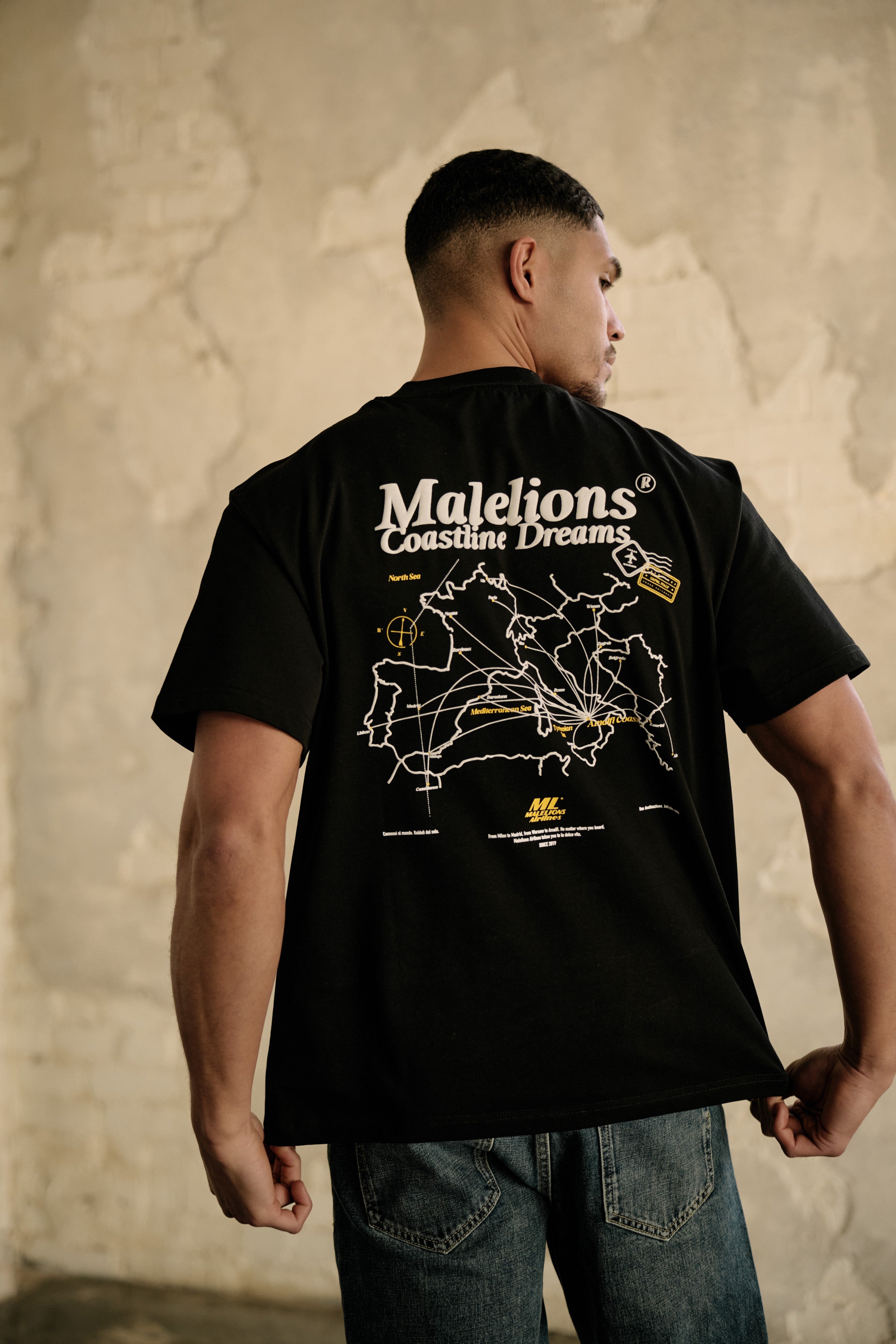 Malelions Men Coastline T-Shirt | Black