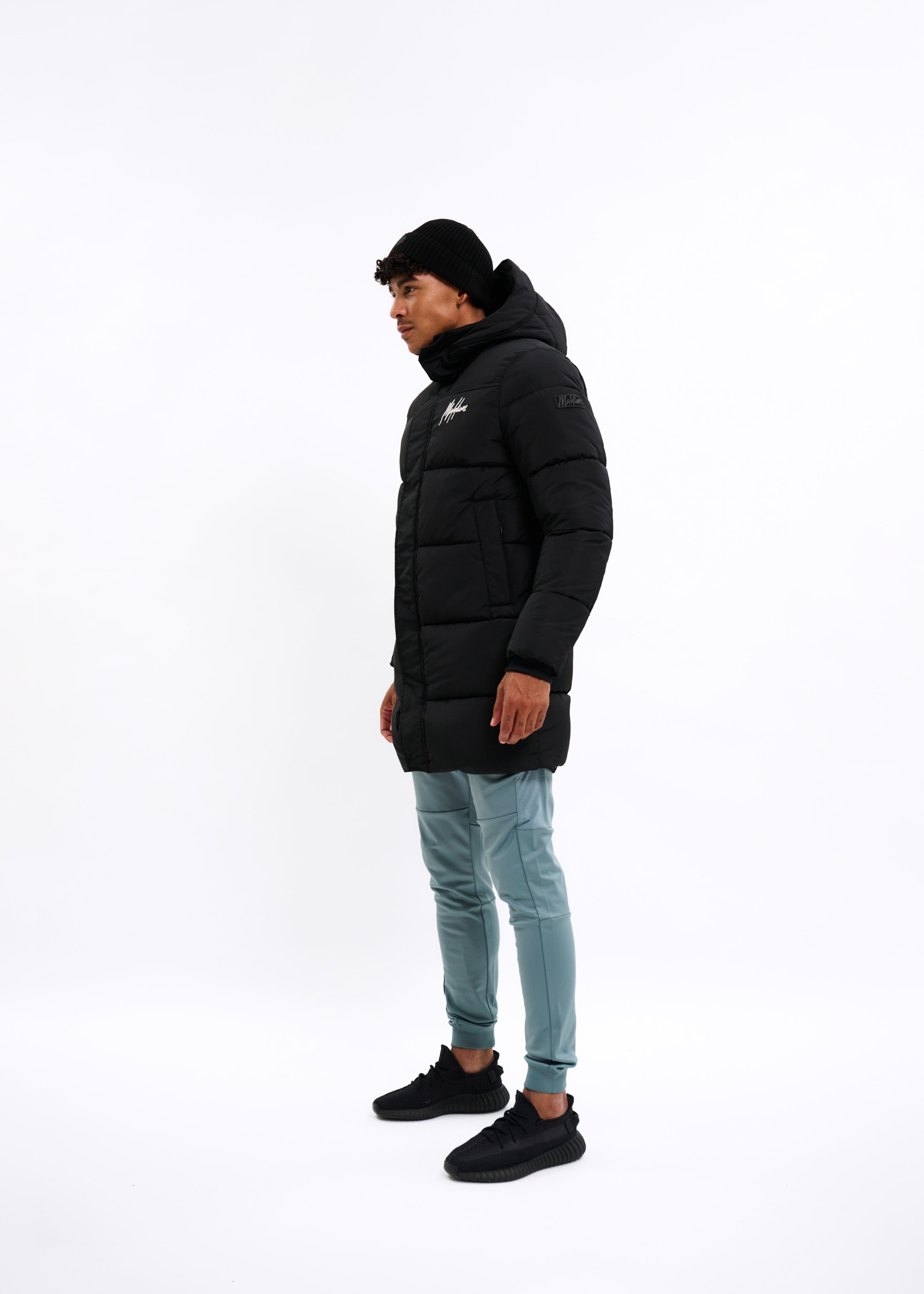 Malelions Sport Ace Mid Length Puffer Jacket | Black