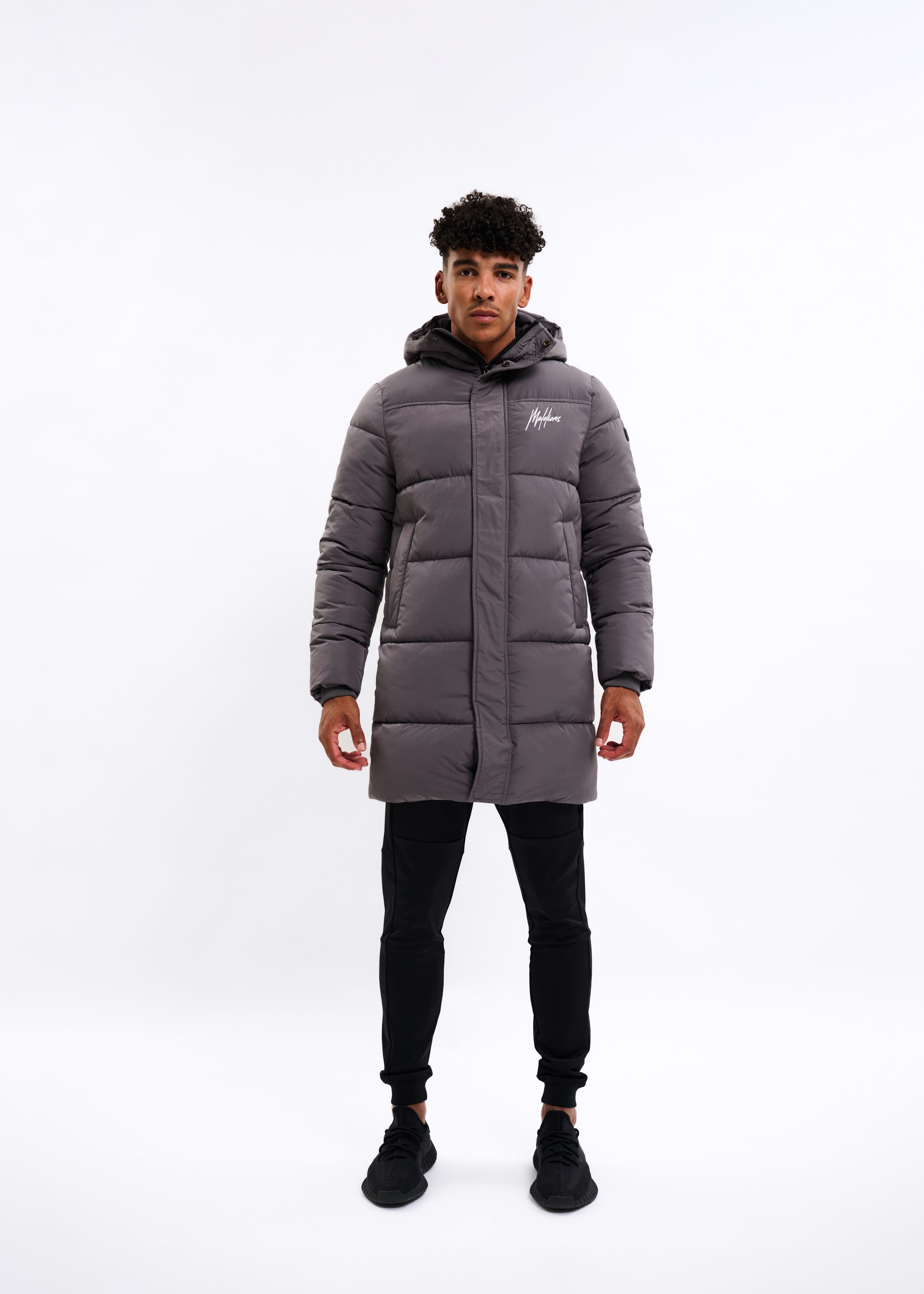 Malelions Sport Ace Mid Length Puffer Jacket | Charcoal