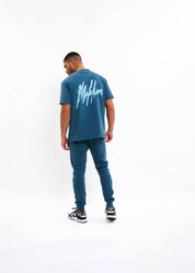 Malelions Men Signature Drip T-Shirt | Blue Slate