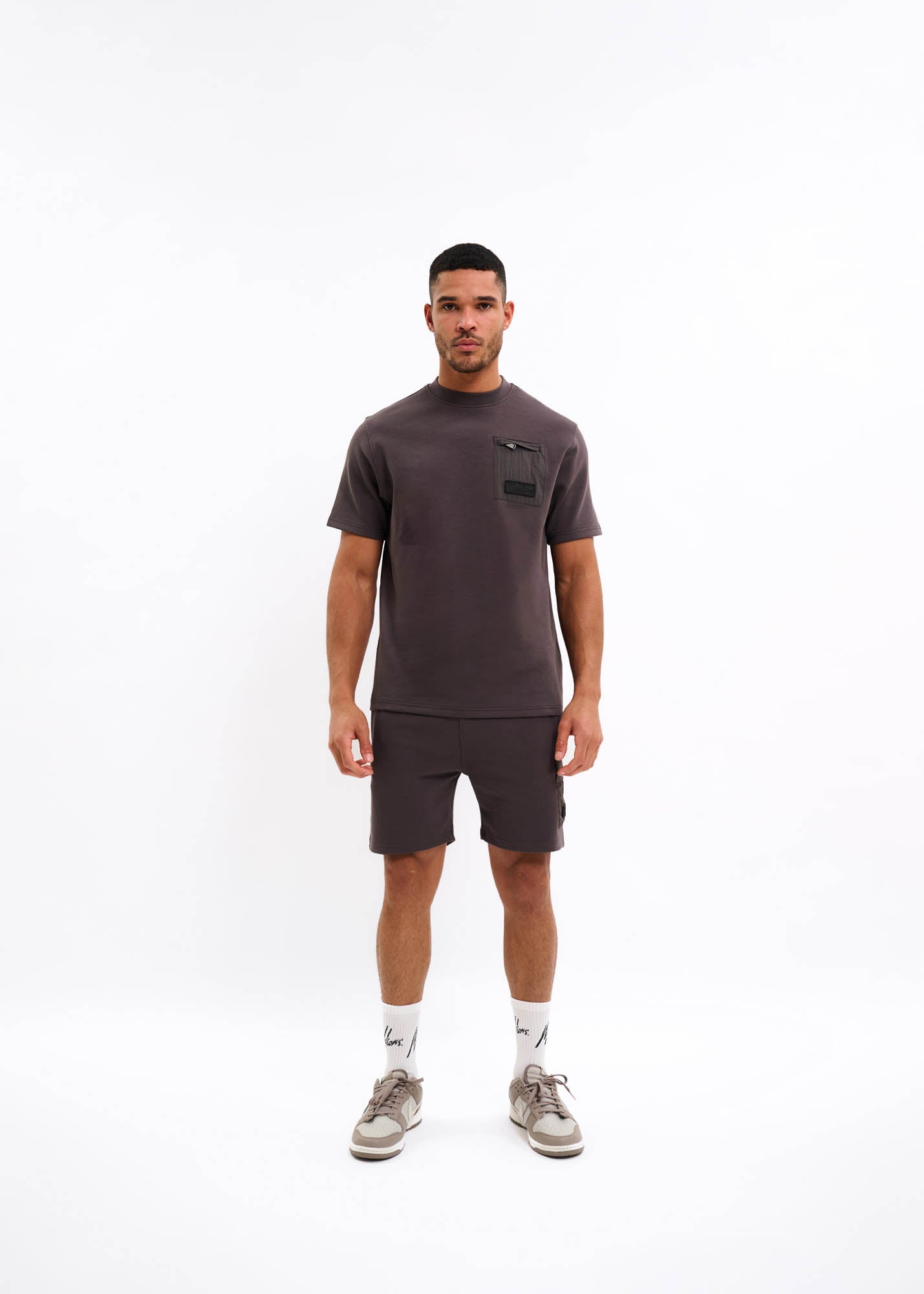 Malelions Men Nylon Pocket T-Shirt | Mulch Brown