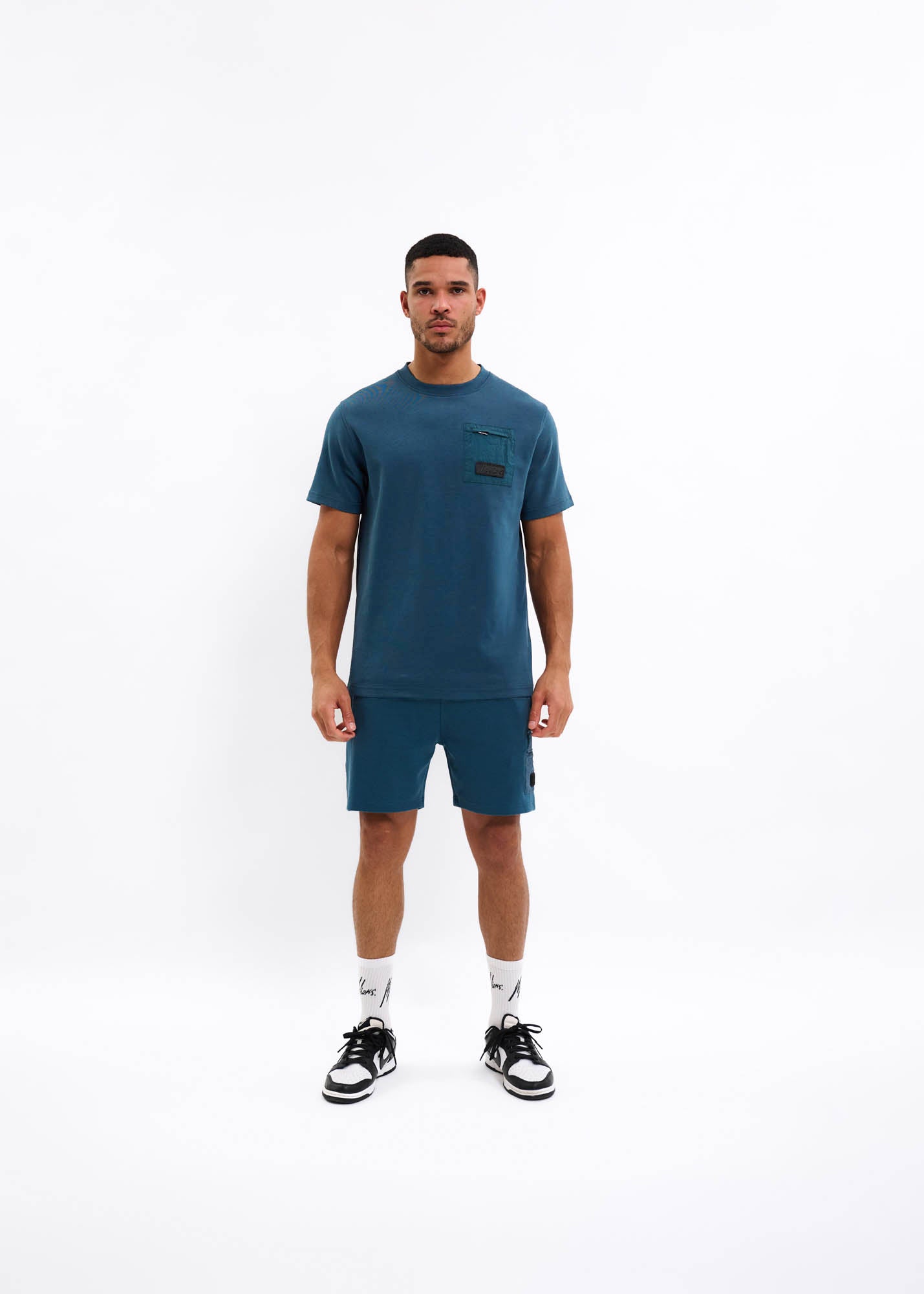 Malelions Men Nylon Pocket T-Shirt | Blue Slate