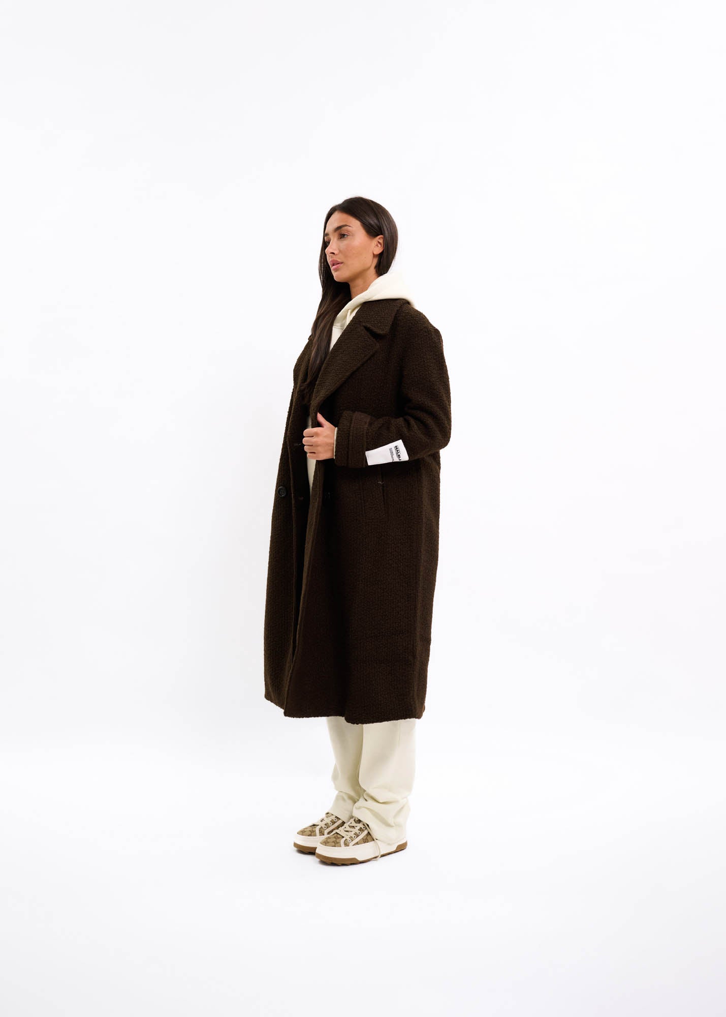 Malelions Women Oversized Label Coat | Brown