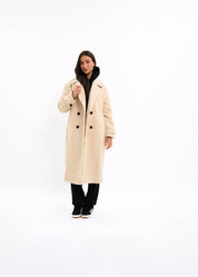 Malelions Women Oversized Label Coat | Beige