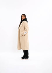 Malelions Women Oversized Label Coat | Beige