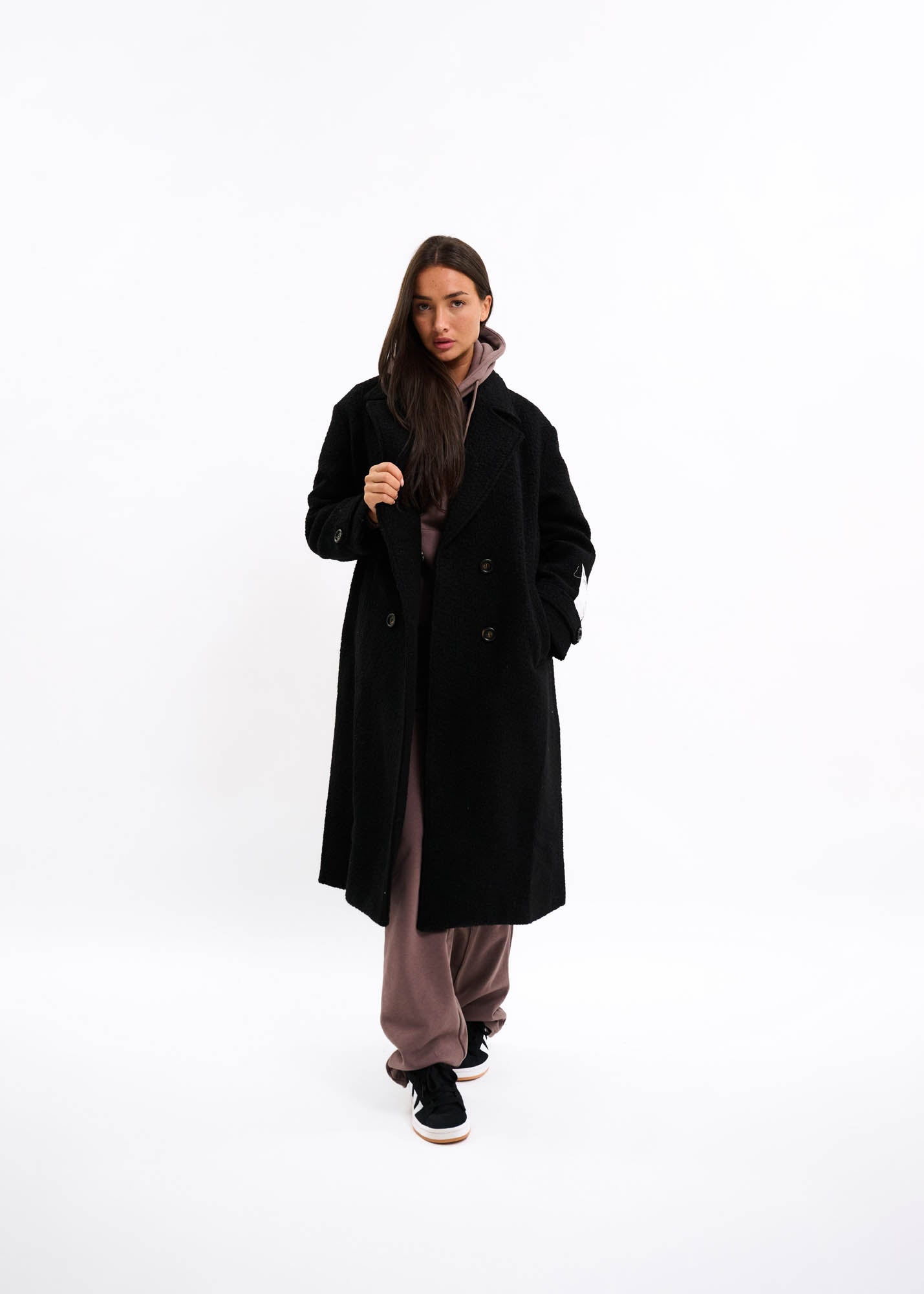 Malelions Women Oversized Label Coat | Black