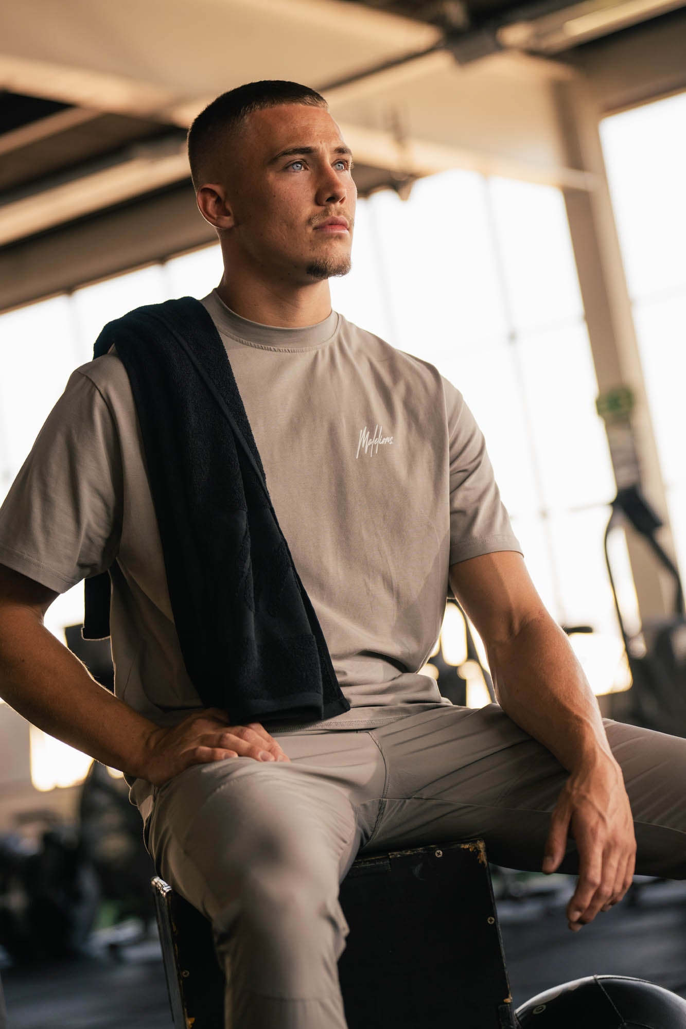 Malelions Sport Oversized Running T-Shirt | Light Grey