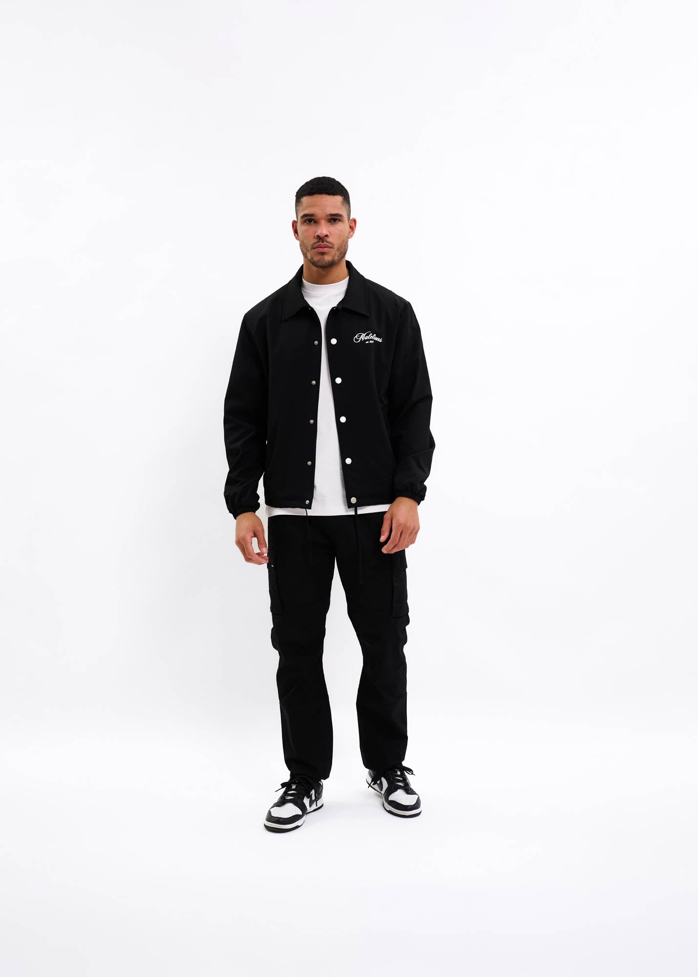 Malelions Men Handwritten Coach Jacket | Black