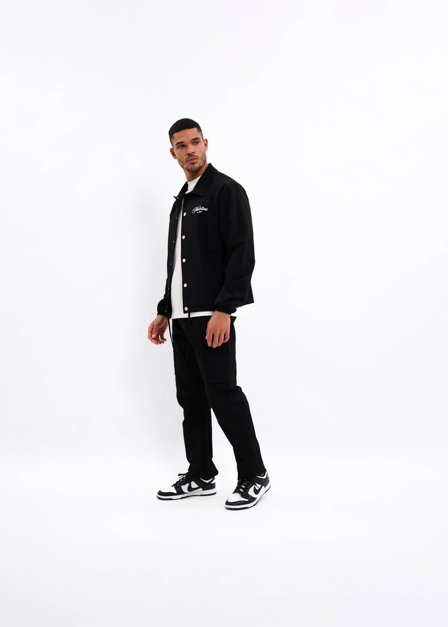 Malelions Men Handwritten Coach Jacket | Black