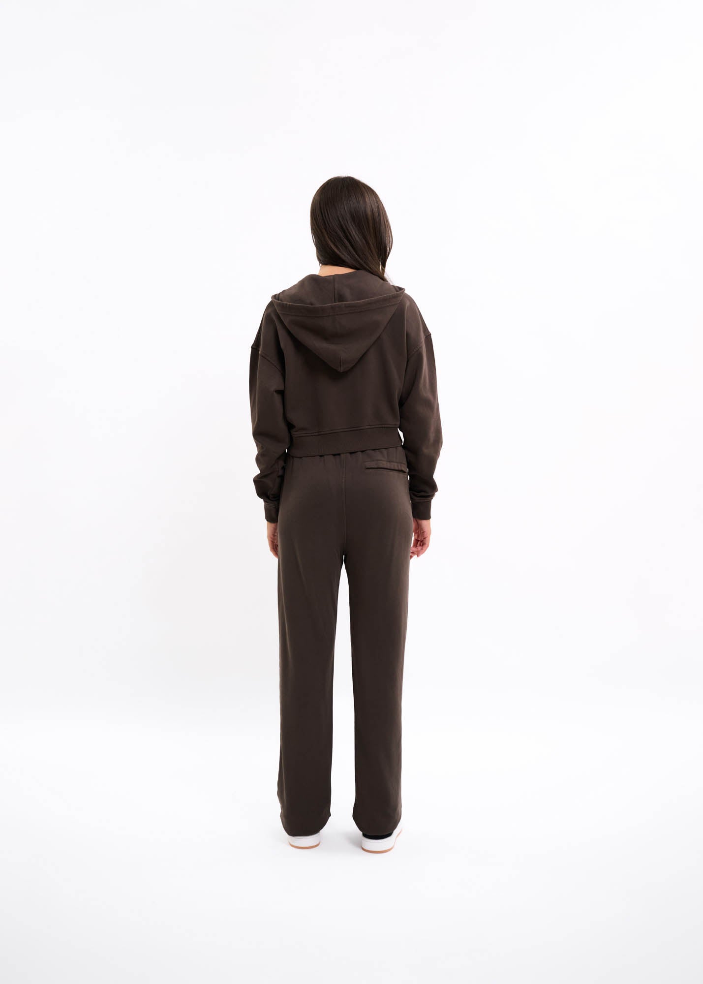 Malelions Women Cropped Zip Hoodie | Brown