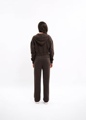 Malelions Women Cropped Zip Hoodie | Brown