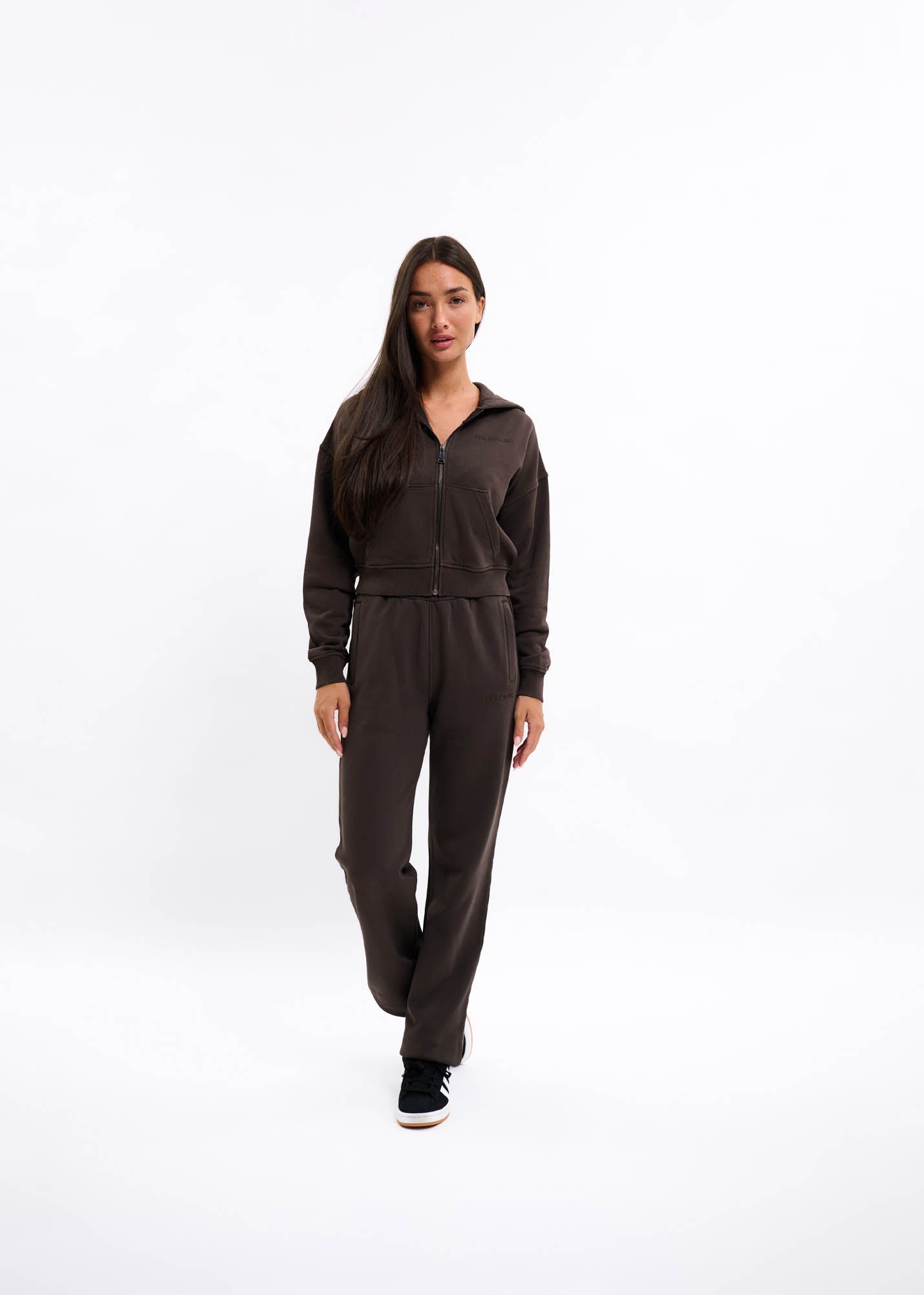 Malelions Women Cropped Zip Hoodie | Brown