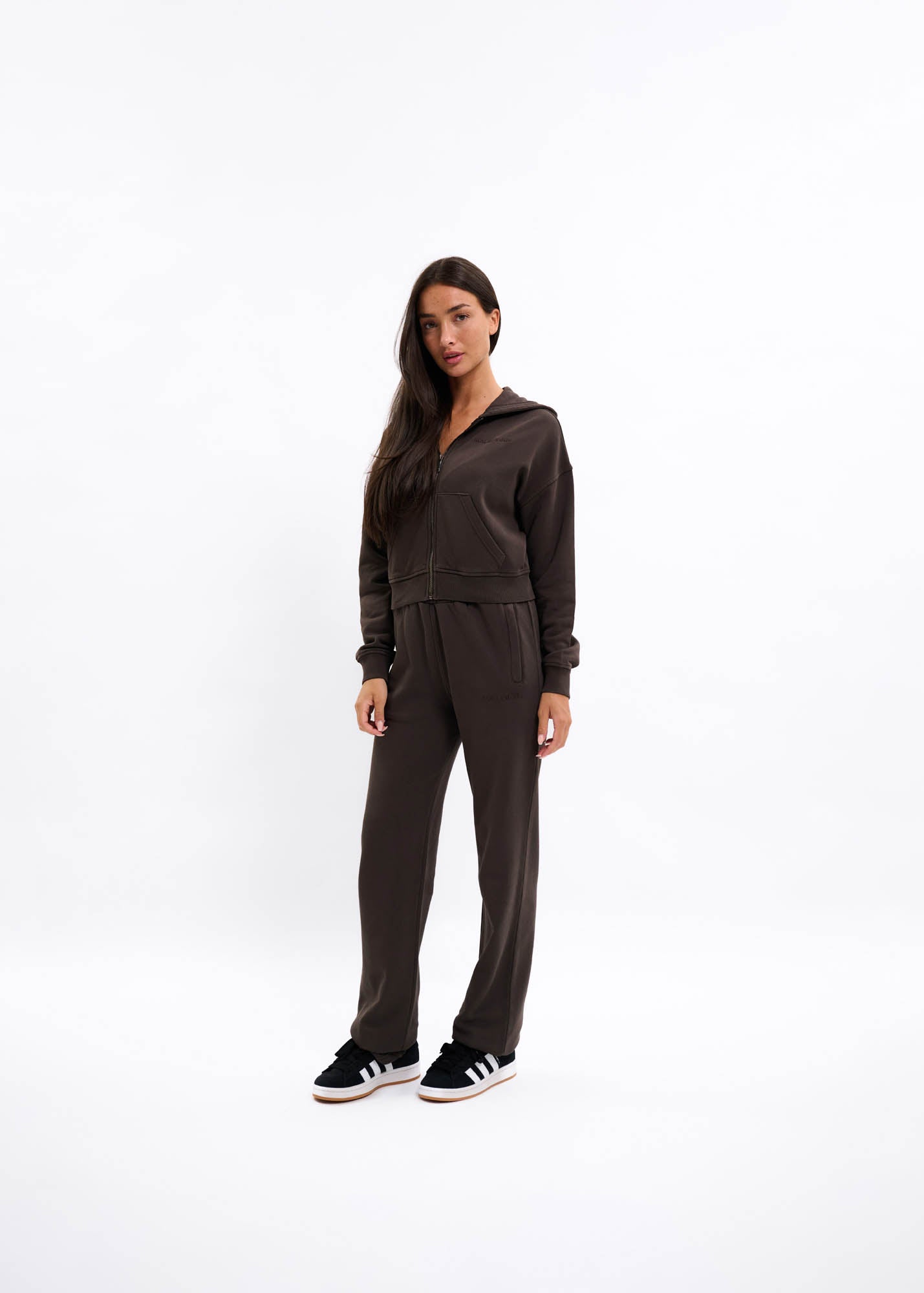 Malelions Women Cropped Zip Hoodie | Brown