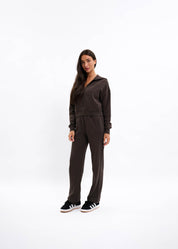 Malelions Women Cropped Zip Hoodie | Brown