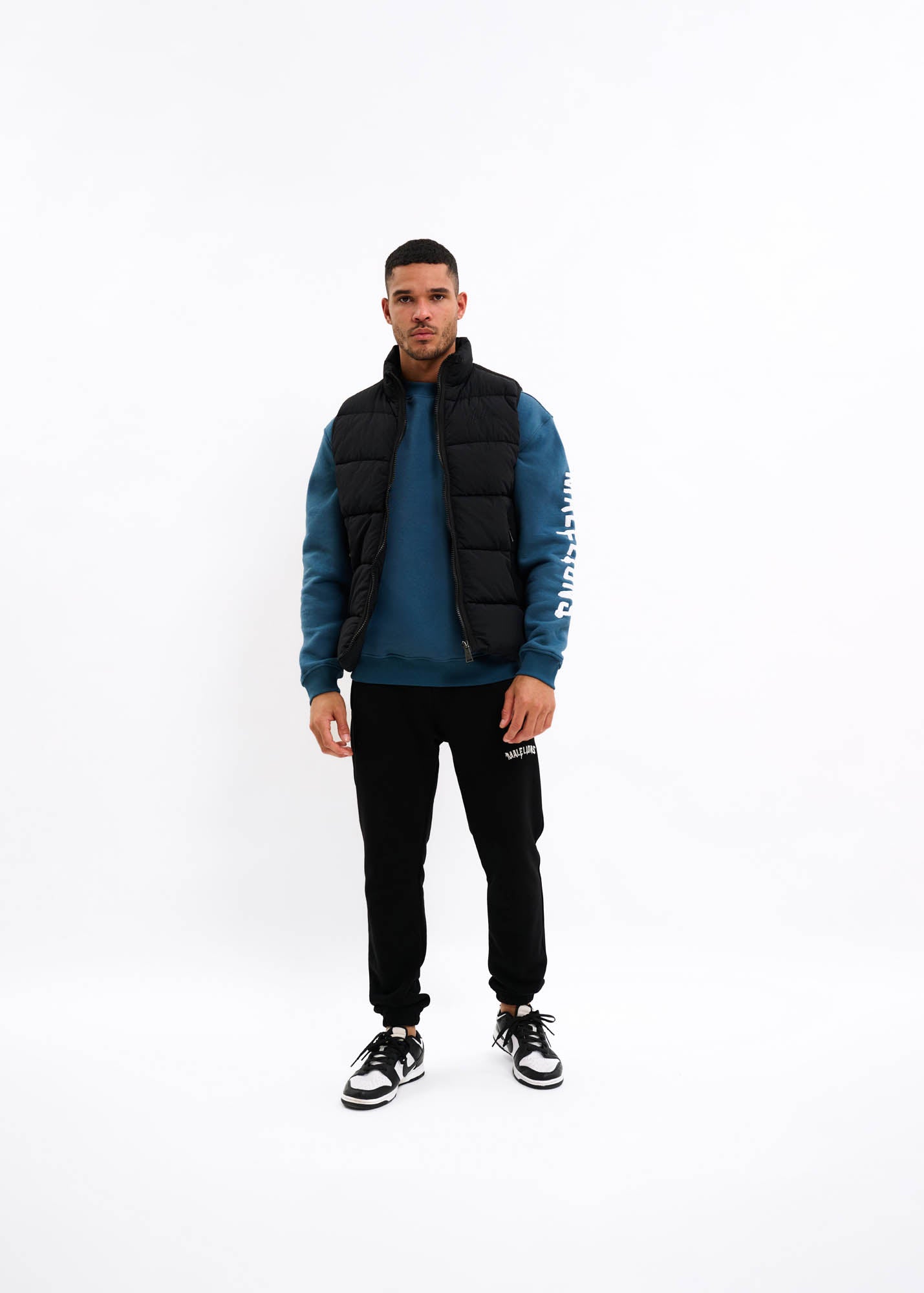 Malelions Men Matt Crinkle Padded Vest | Black