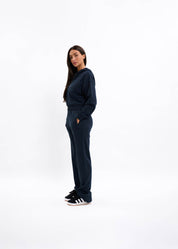 Malelions Women Cropped Zip Hoodie | Midnight Blue
