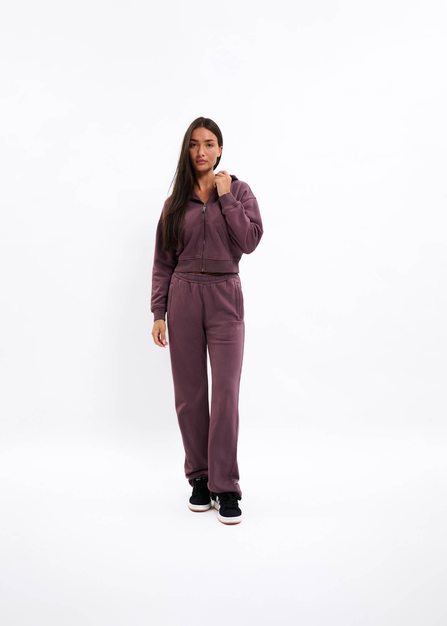 Malelions Women Cropped Zip Hoodie | Charcoal