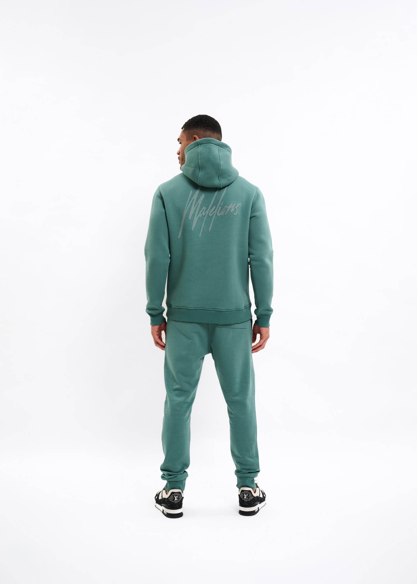 Malelions Men Striped Signature Hoodie | Green