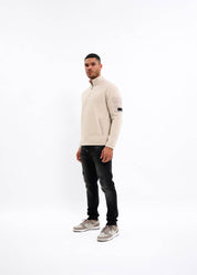 Malelions Men Fleece Half Zip Sweater | Sand