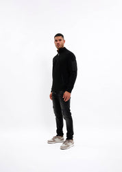 Malelions Men Fleece Half Zip Sweater | Black