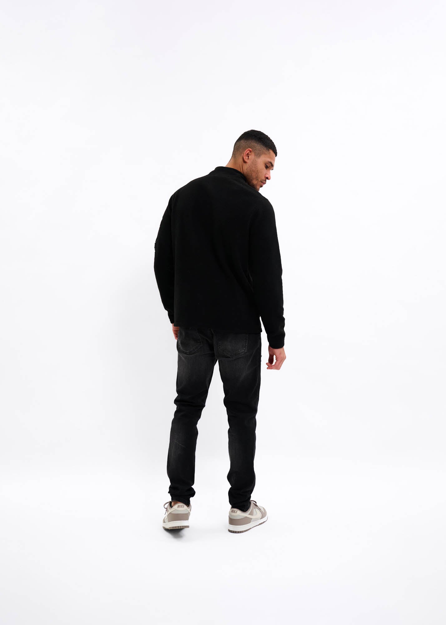 Malelions Men Fleece Half Zip Sweater | Black