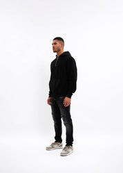 Malelions Men Fleece Nylon Half Zip Hoodie | Black