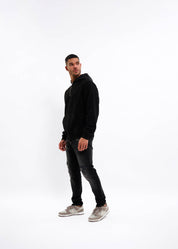 Malelions Men Fleece Nylon Half Zip Hoodie | Black