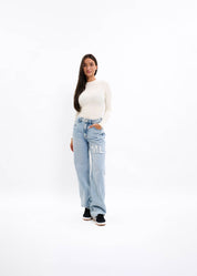 Malelions Damen-Body mit Rundhalsausschnitt | Off-White