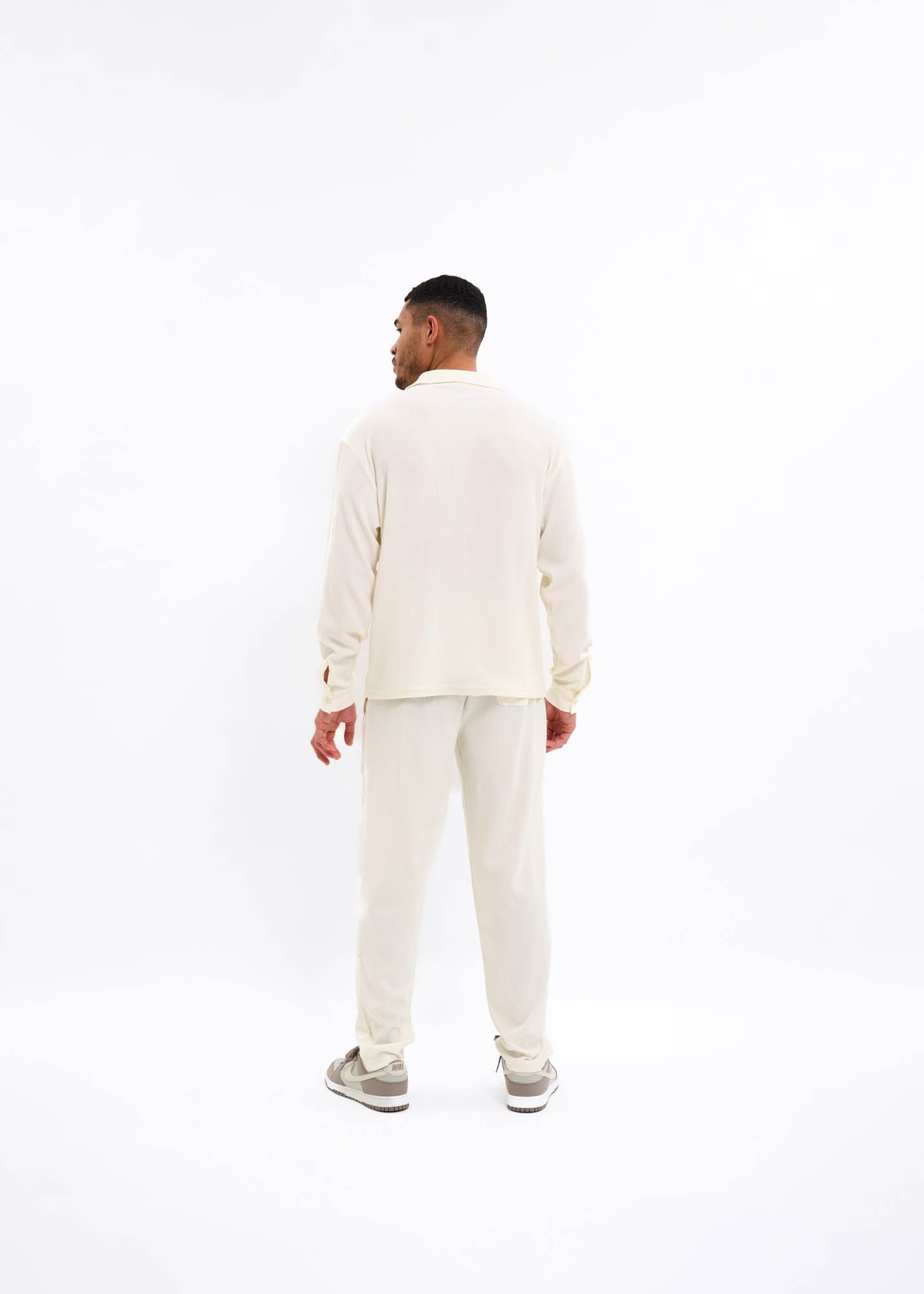 Malelions Men Seersucker Longsleeve Shirt | Off White
