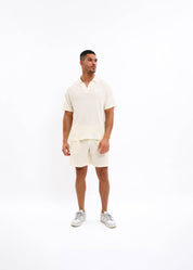 Malelions Men Seersucker Buttonless Polo | Off White