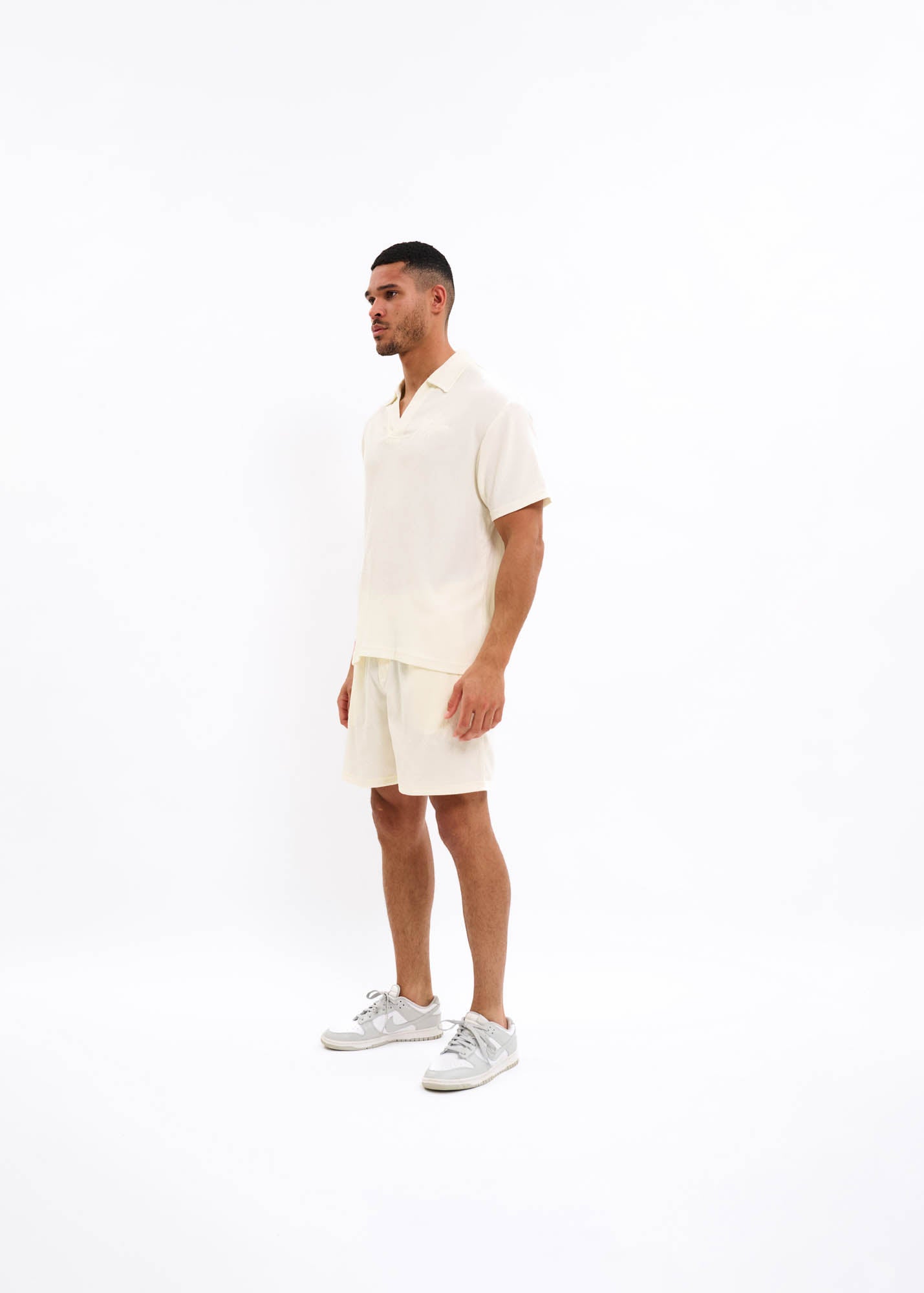 Malelions Men Seersucker Buttonless Polo | Off White