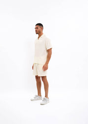 Malelions Men Seersucker Buttonless Polo | Off White