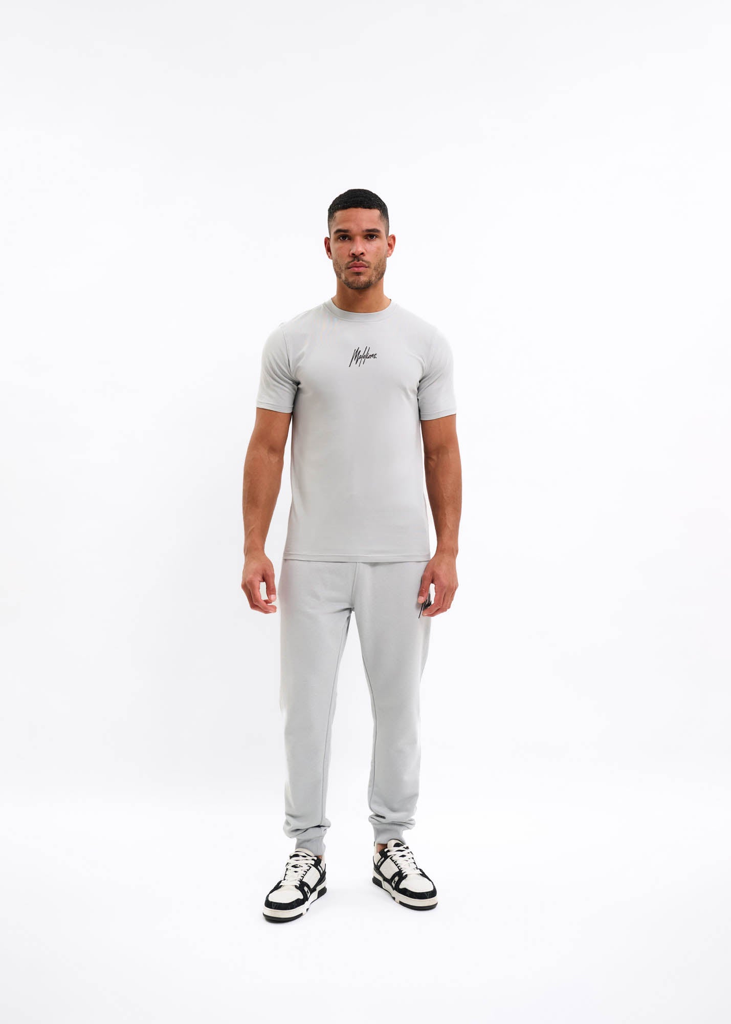 Malelions Men Striped Signature T-Shirt | Ocean Grey