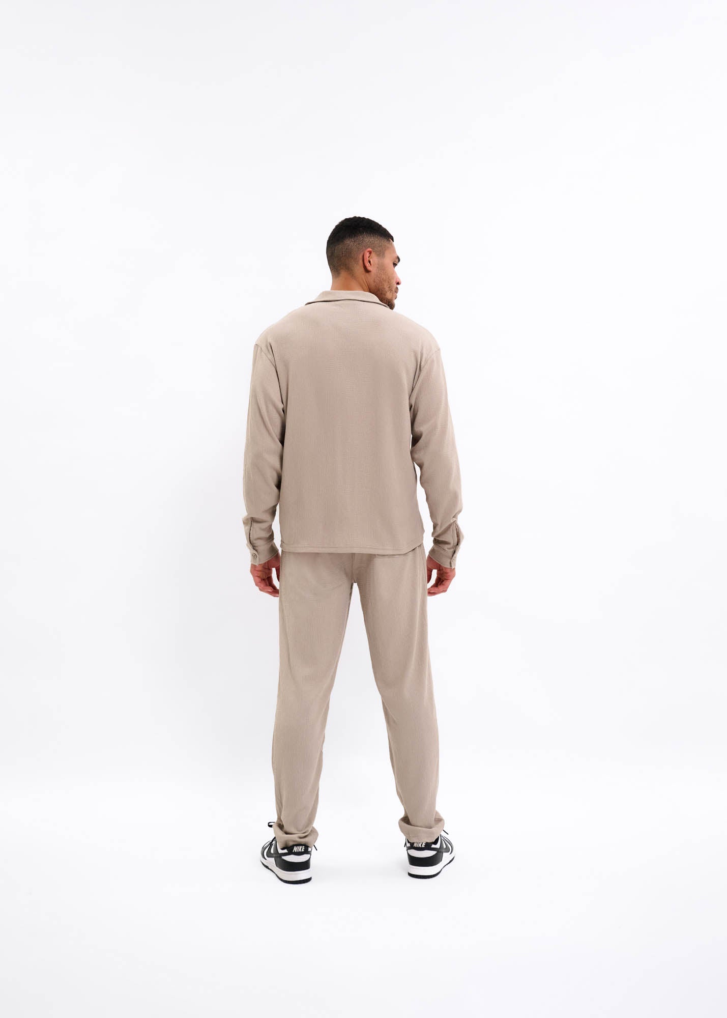 Malelions Men Seersucker Longsleeve Shirt | Taupe