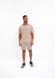 Malelions Men Seersucker Buttonless Polo | Taupe