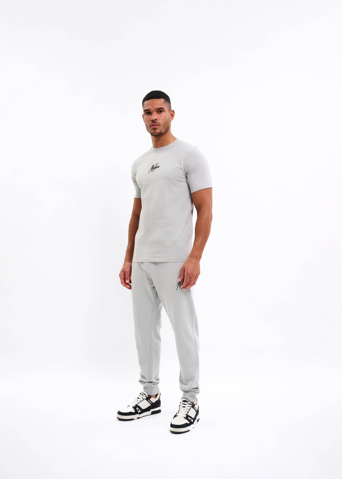 Malelions Men Striped Signature Sweatpants | Ocean Grey