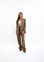 Malelions Women Gallery Oversized Blazer | Dark Taupe
