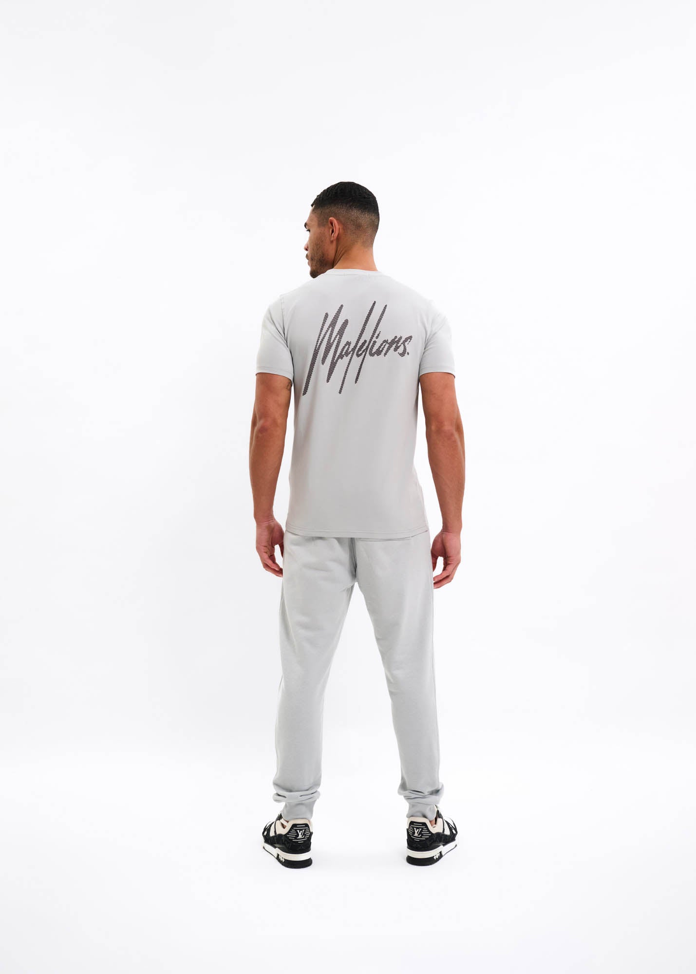 Malelions Men Striped Signature Sweatpants | Ocean Grey